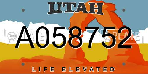 A058752 Utah License Plate