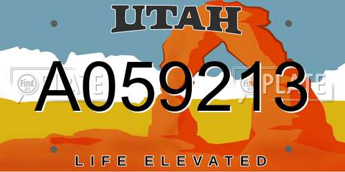 A059213 Utah License Plate