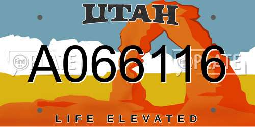 A066116 Utah License Plate