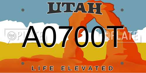A0700T Utah License Plate
