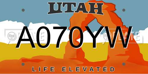 A070YW Utah License Plate