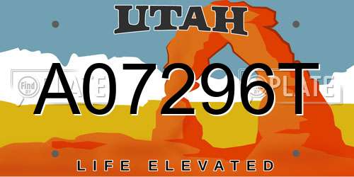 A07296T Utah License Plate