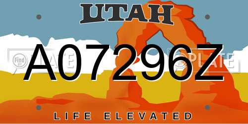 A07296Z Utah License Plate