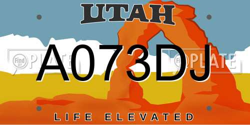 A073DJ Utah License Plate
