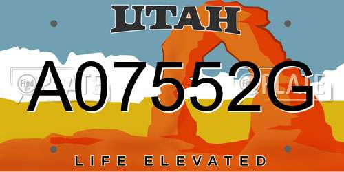 A07552G Utah License Plate