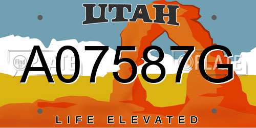A07587G Utah License Plate