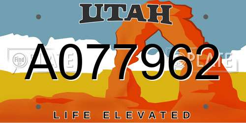 A077962 Utah License Plate