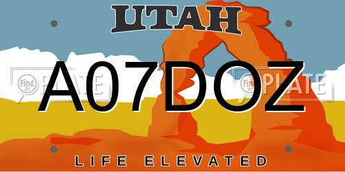 A07DOZ Utah License Plate