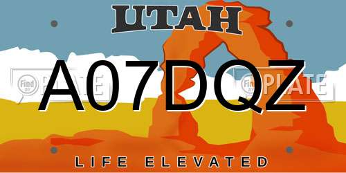 A07DQZ Utah License Plate