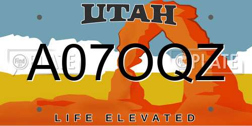 A07OQZ Utah License Plate