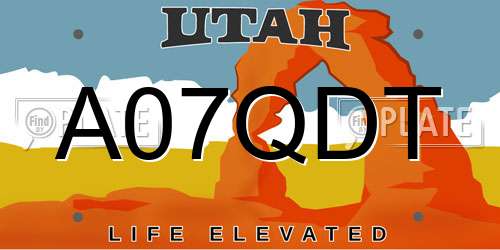 A07QDT Utah License Plate