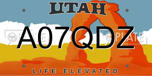 A07QDZ Utah License Plate