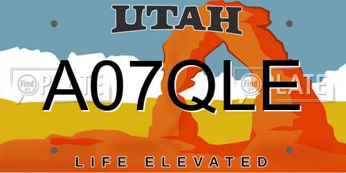 A07QLE Utah License Plate
