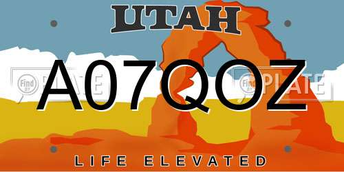 A07QOZ Utah License Plate