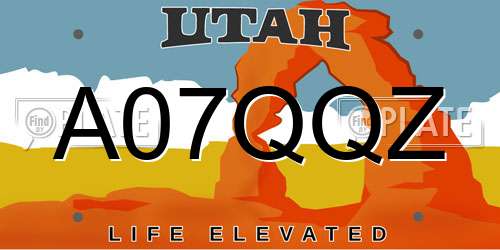 A07QQZ Utah License Plate