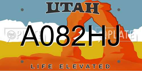 A082HJ Utah License Plate