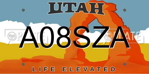 A08SZA Utah License Plate