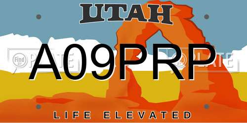 A09PRP Utah License Plate