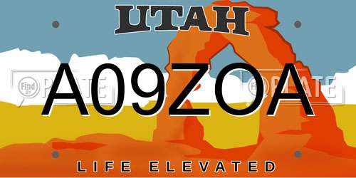 A09ZOA Utah License Plate