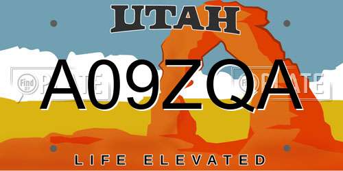 A09ZQA Utah License Plate