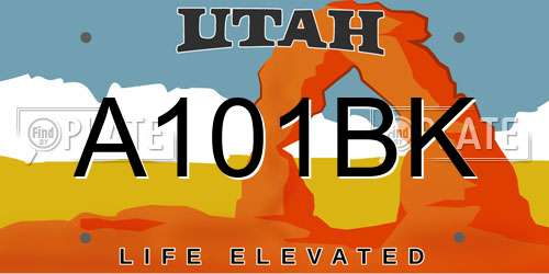A101BK Utah License Plate