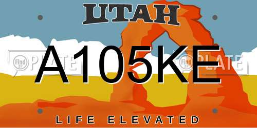 A105KE Utah License Plate