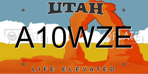 A10WZE Utah License Plate