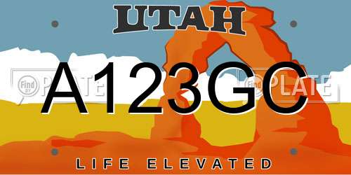 A123GC Utah License Plate