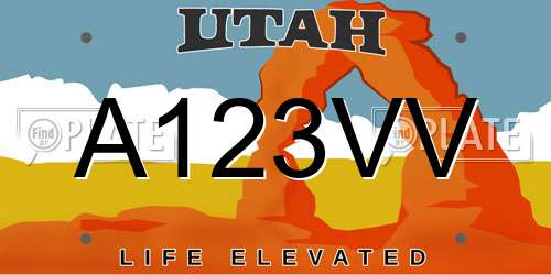 A123VV Utah License Plate
