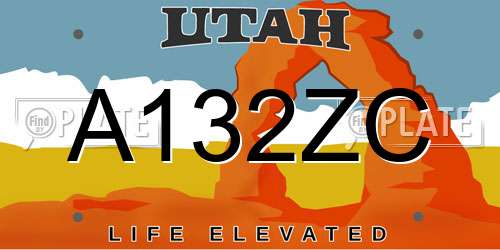 A132ZC Utah License Plate