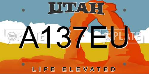A137EU Utah License Plate