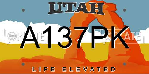 A137PK Utah License Plate