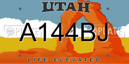 A144BJ Utah License Plate