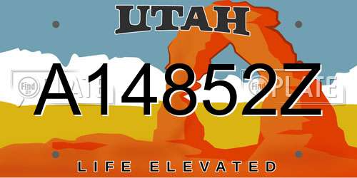 A14852Z Utah License Plate