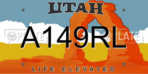 A149RL Utah License Plate