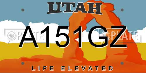 A151GZ Utah License Plate