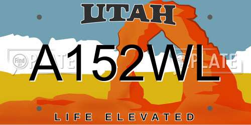 A152WL Utah License Plate