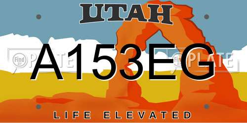 A153EG Utah License Plate