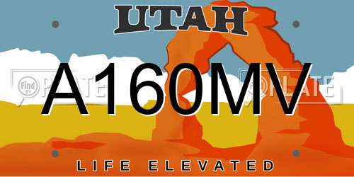 A160MV Utah License Plate