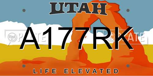 A177RK Utah License Plate