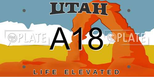 A18 Utah License Plate