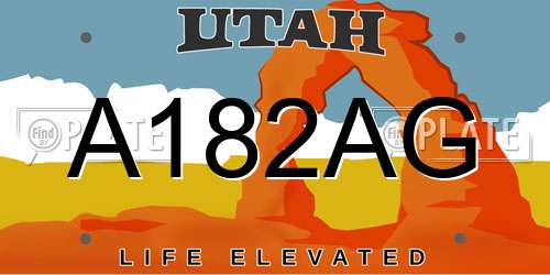 A182AG Utah License Plate