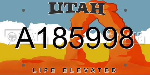 A185998 Utah License Plate