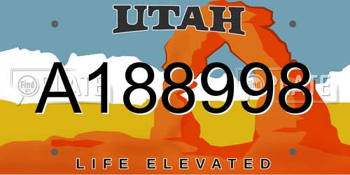 A188998 Utah License Plate