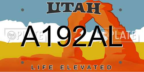 A192AL Utah License Plate