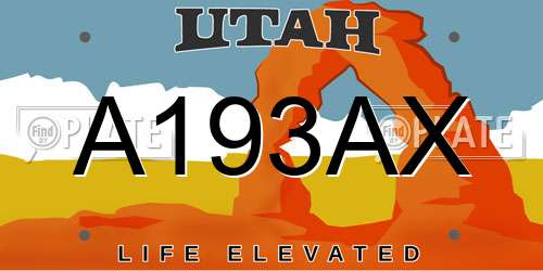 A193AX Utah License Plate