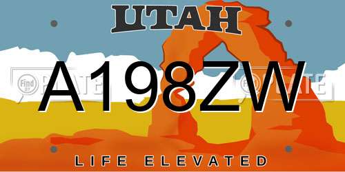 A198ZW Utah License Plate