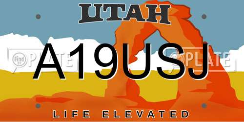A19USJ Utah License Plate