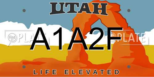 A1A2F Utah License Plate