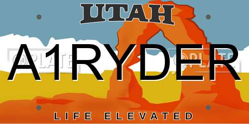 A1RYDER Utah License Plate